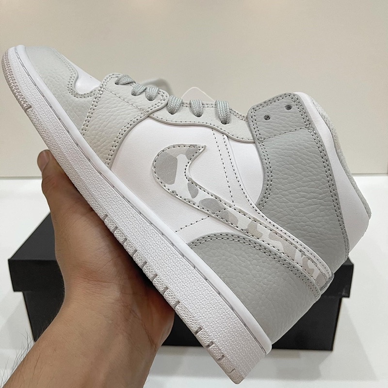 Giày JORDAN 1 MID GREY CAMO WHITE - Fullbox, giầy sneaker nam nữ xám trắng cao cổ