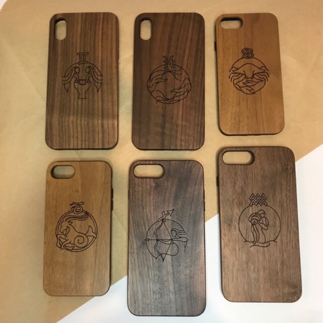 Iphone 7+/8+ - Ốp gỗ may mắn - 12 cung hoàng đạo