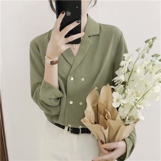 Áo sơ mi cổ vest 2 hàng cúc