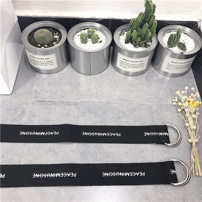 Thắt Lưng Vải Canvas Hai Khóa In Chữ Đơn Giản Thời Trang Đường Phố Cho Nam Và Nữ