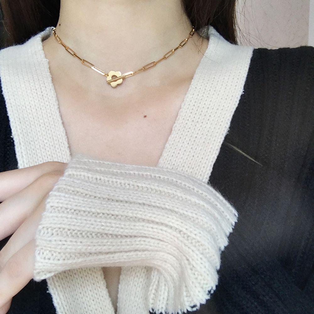 AROMA Vòng Cổ Choker Bằng Hợp Kim Họa Tiết Hoa Ngọt Ngào Phong Cách Bohemian Hàn Quốc