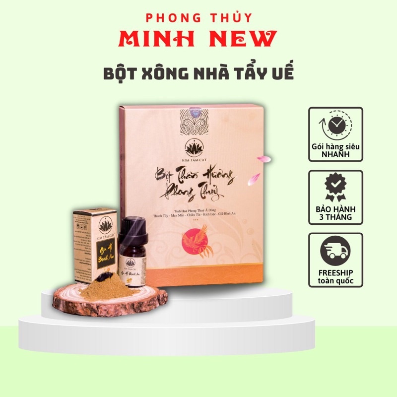 (Full Combo Bột xông nhà +Linh phù+ Tinh Dầu + Chóp) Bột xông nhà tẩy uế Kim Tâm Cát thảo mộc 100% - Minhnew shop