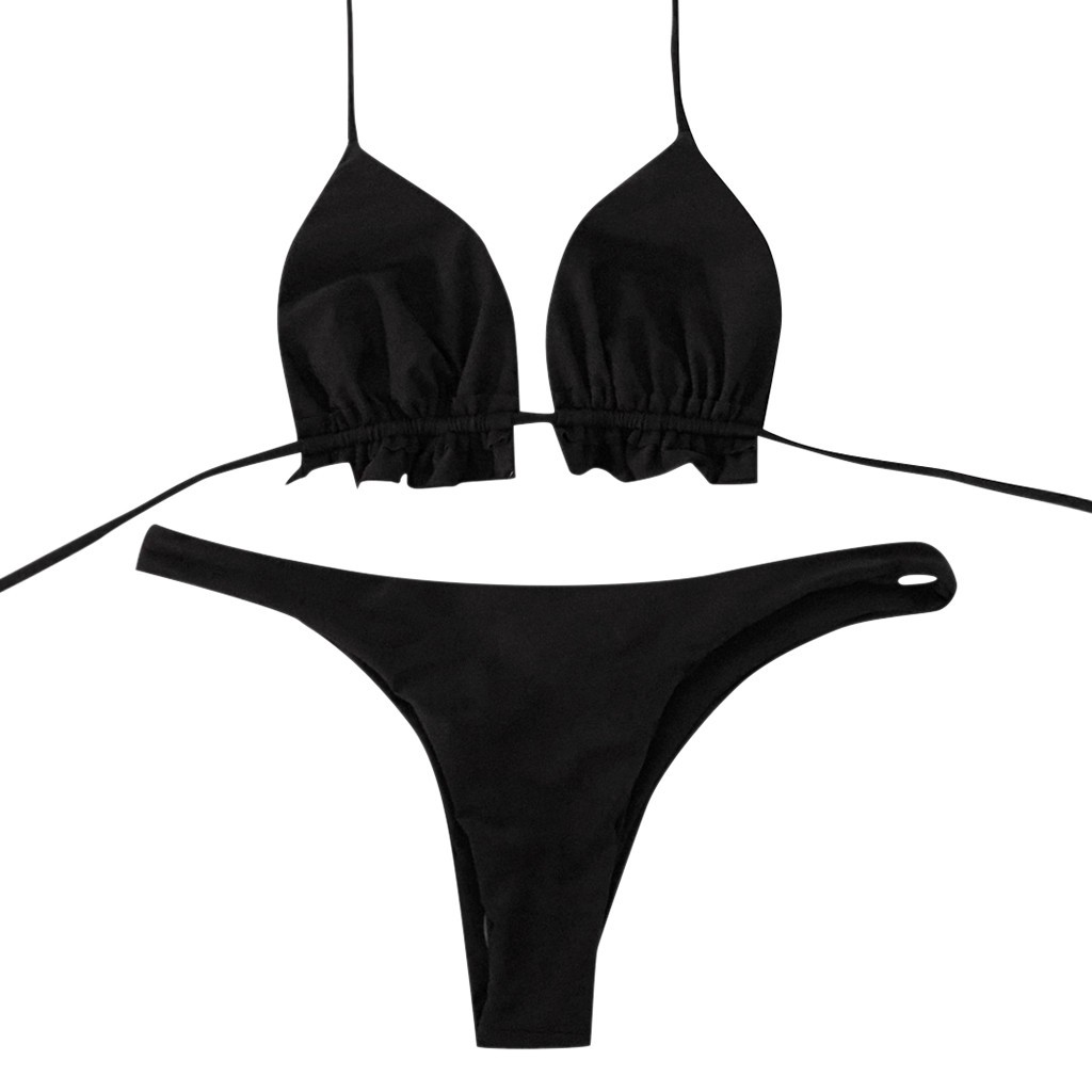 Bộ bikini 2 mảnh màu trơn phong cách Brazilian thời trang cho nữ | BigBuy360 - bigbuy360.vn