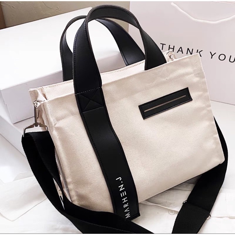 Túi đeo vai nữ vải canvas Hàn Quốc Marhen xếp gọn đi chơi du lịch dã ngoại túi sách tote (Mã Marhen)