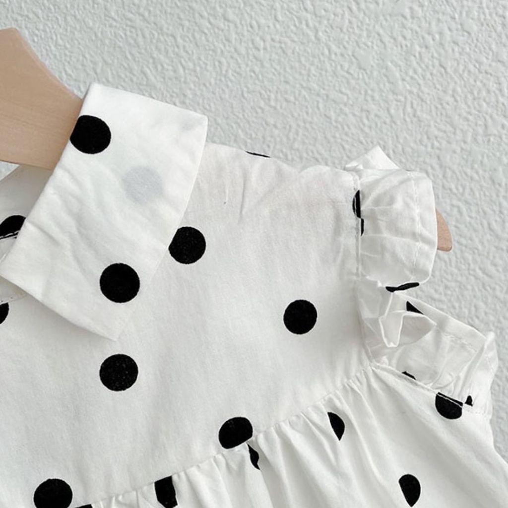 Đầm Dáng Rộng Họa Tiết Chấm Bi Thời Trang Mùa Hè Hàn Quốc Mới Cho Bé Gái