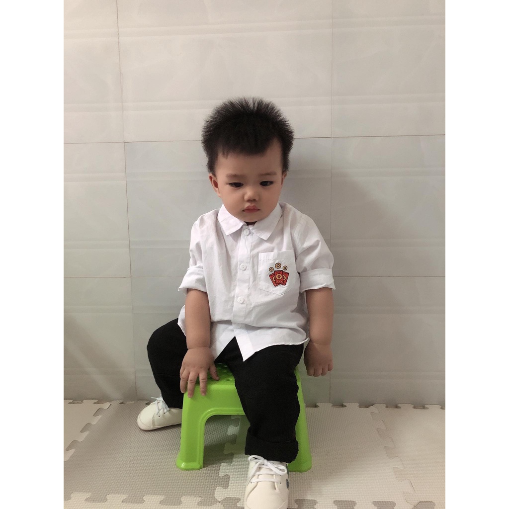 Áo sơ mi trắng tay dài thêu lì xì soái ca cho bé của Mama Ơi - Thời trang cho bé