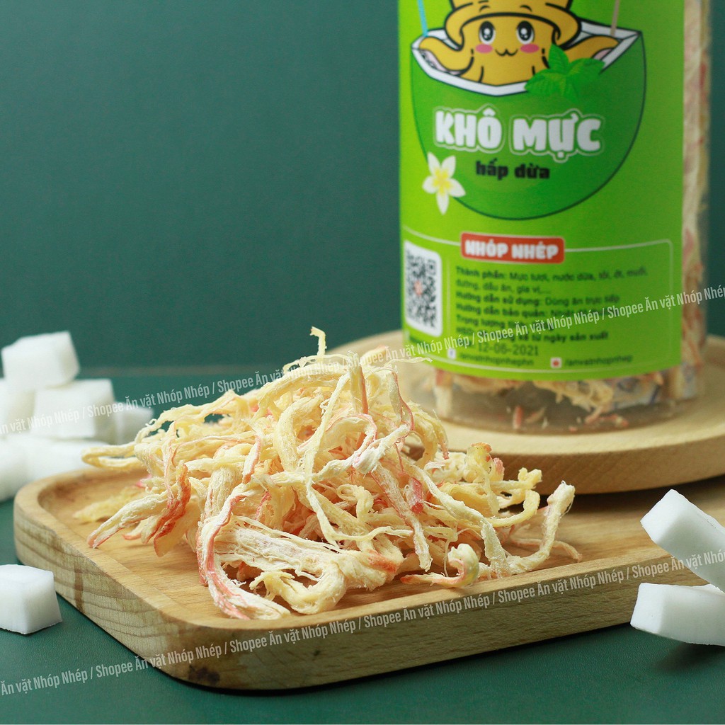Khô mực hấp dừa xé sợi Nhóp Nhép 250g , ăn vặt Hà Nội vừa ngon vừa rẻ | BigBuy360 - bigbuy360.vn