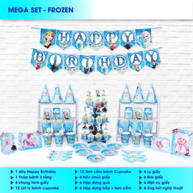 set mega sinh nhật Elsa trang trí Tiệc sinh Nhật thêm lung linh