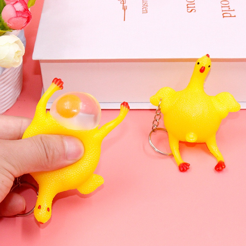 đồ chơi giảm stress,Vui nhộn Gà đẻ Trứng Gà đẻ Căng thẳng Đám đông Bóng móc khóa Sáng tạo Hài hước Lừa dối Tiện ích Thủ thuật Đồ chơi Con gà Chìa khóa Chuỗi chìa khóa