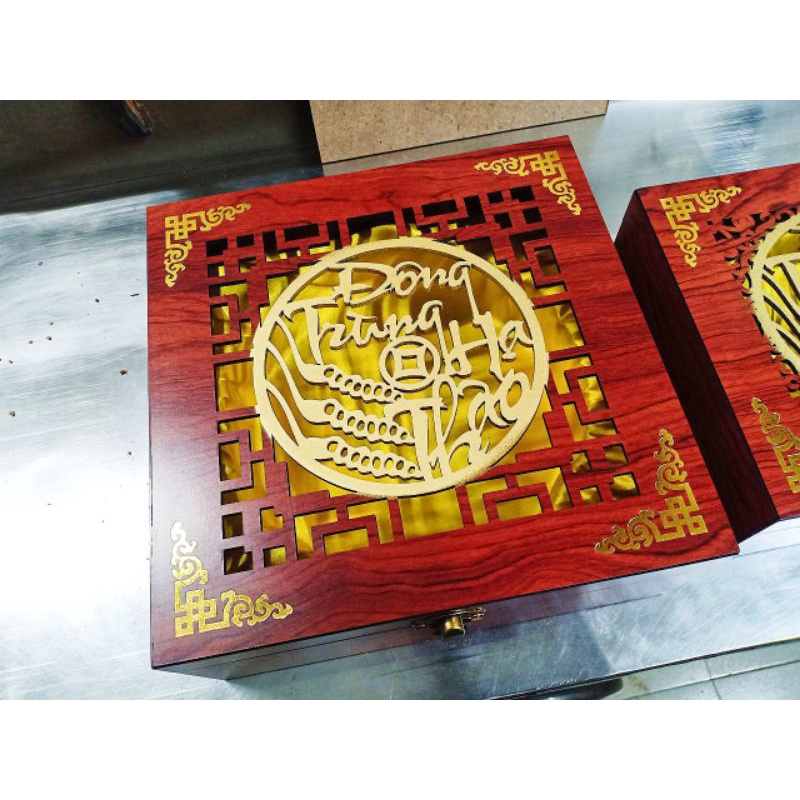 Hộp gỗ đựng Đông Trùng Hạ Thảo cao cấp siêu sang 2 size cho khách.