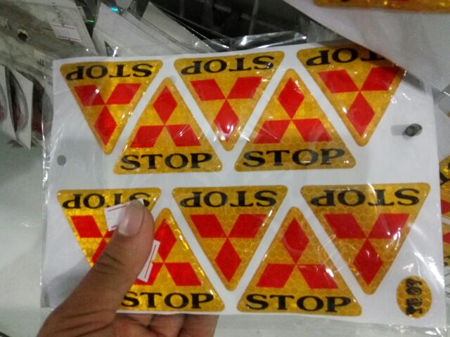 logo STOP phản quang( tem nổi) dán xe máy