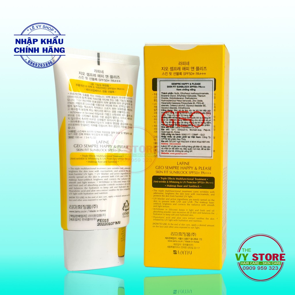 Chính hãng Cty Sao Thủy PP - Kem chống nắng GEO SEMPRE SPF50+, PA+++