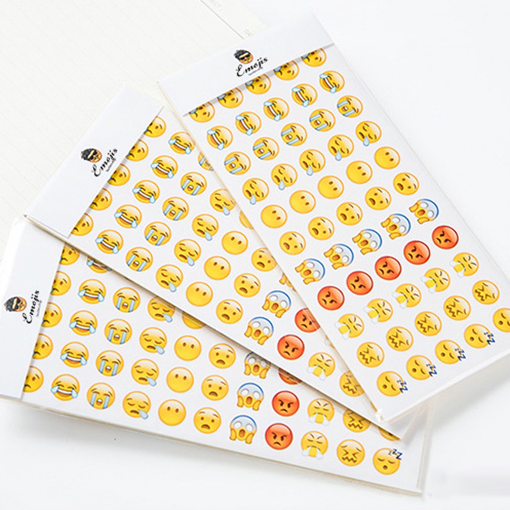 Set 12 Tờ Nhãn Dán Mini Họa Tiết Biểu Tượng Cảm Xúc Dễ Thương Trang Trí Nhật Ký / Văn Phòng / Tr