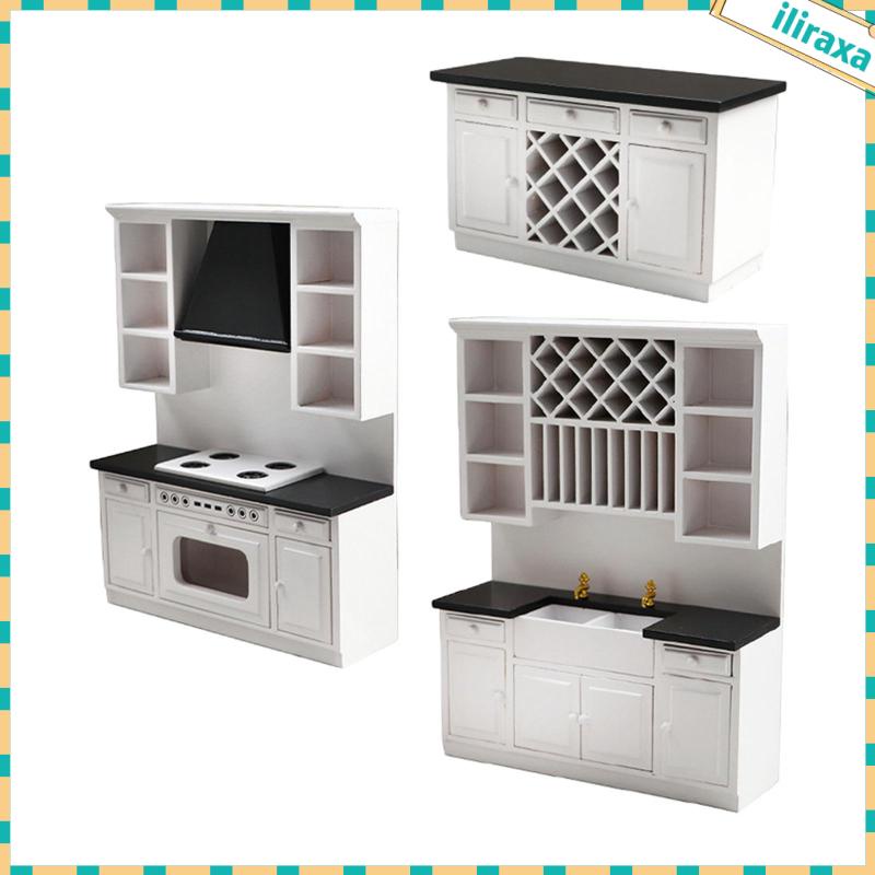 Mô Hình Tủ Bếp Bằng Gỗ Trang Trí Nhà Búp Bê