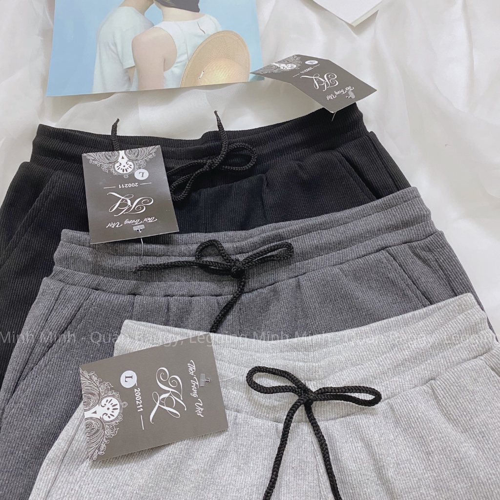 Quần Jogger Nữ Len Tăm Bo Gấu Lưng Thun QA13, Quần Dài Nữ Thể Thao Cạp Chun Siêu Hot Thu Đông Tiện Lợi