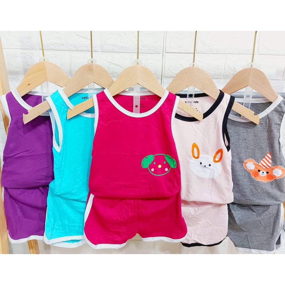 Bộ Ba Lỗ Bé Trai Bé Gái Chất Cotton 1,2,3,4,5,6 Tuổi, Quần Áo Trẻ Em Đồ Bộ Cho Bé Màu Hồng Xanh Tím Xám