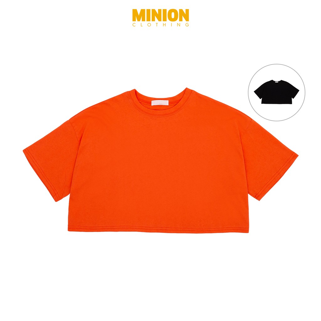 Áo croptop trơn Minion Clothing form rộng, phong cách Ulzzang Streetwear A2707