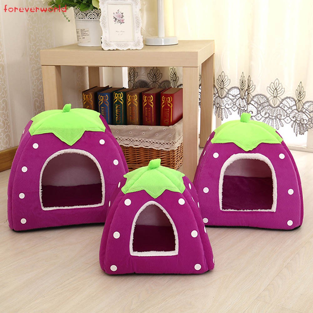Giường ngủ mềm mại hình quả dâu tây dễ thương cho thú cưng