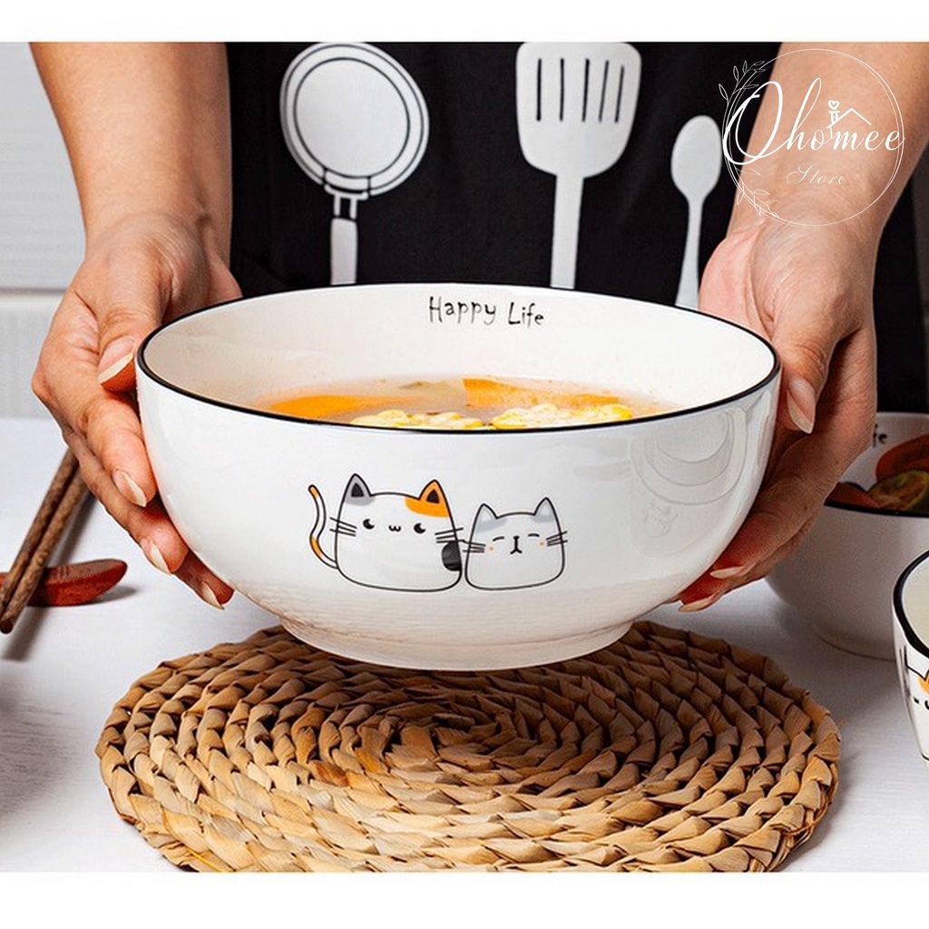 Bát tô to họa tiết mèo dễ thương, đẹp