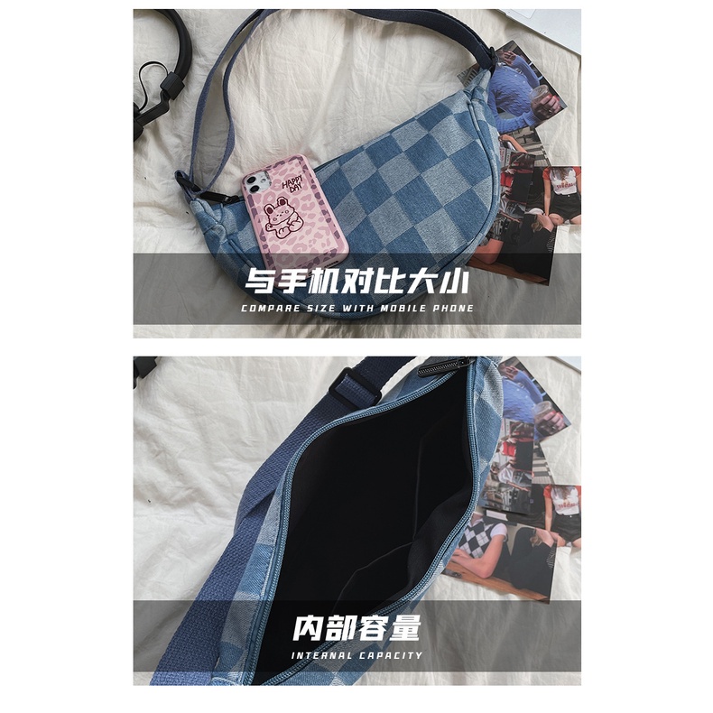Túi Đeo Chéo Vải Denim 2022 Thiết Kế Mới Năng Động Thời Trang
