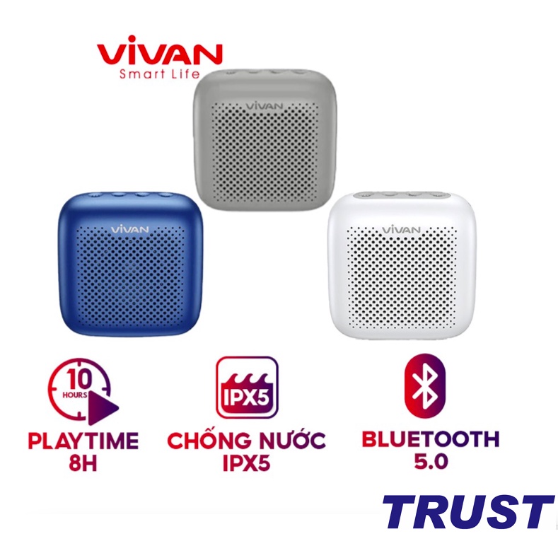 Loa TWS Bluetooth 5.0 VIVAN Chống Nước IPX5 Công suất 5W 1800mAh Playtime đến 10H -VS1-BH 1 năm 1 đổi 1 CHÍNH HÃNG