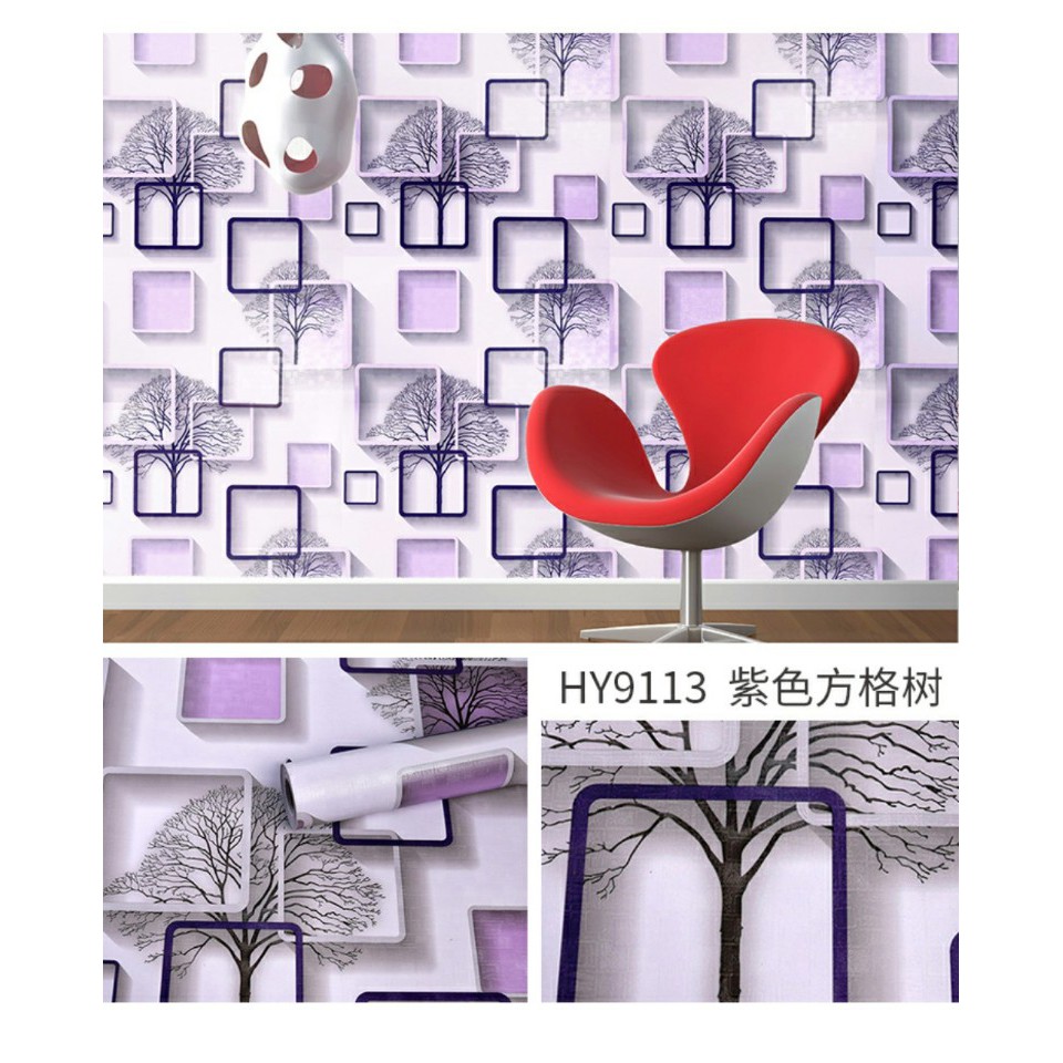 10M Giấy Dán Tường Decal 3D Hình Khung Tranh Màu Hồng Khổ Rộng 45CM