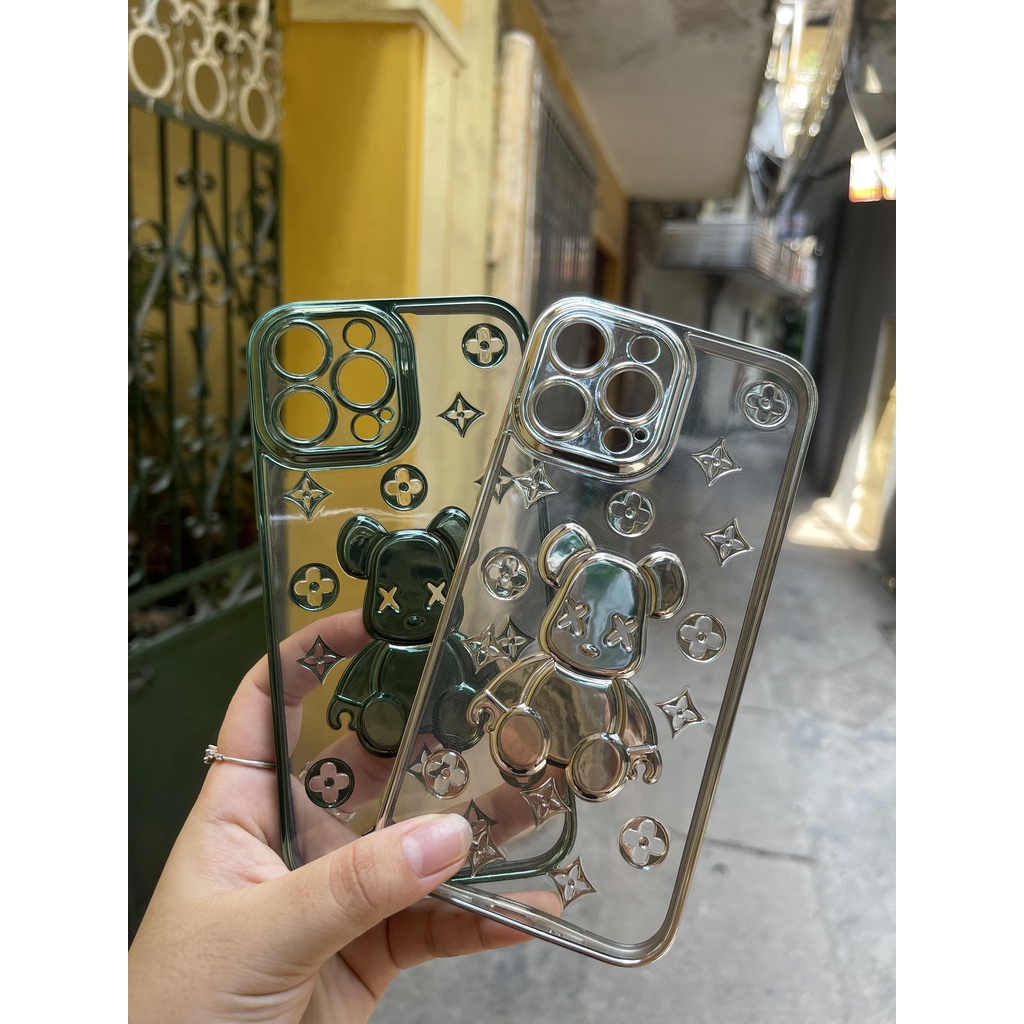 Ốp Điện Thoại Silicon Mềm Trong Suốt Mạ Điện Họa Tiết Gấu Hoạt Hình Cho iPhone 11 12 13 Pro MAX