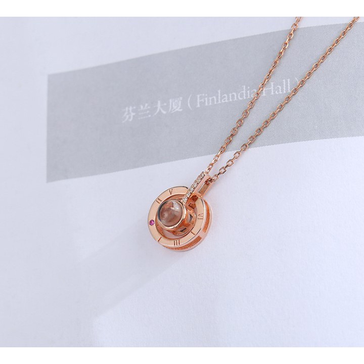 Dây chuyền bạc S925 Ý mặt tròn đính ngọc chiếu sáng - Vòng cổ nữ đính ngọc siêu xinh