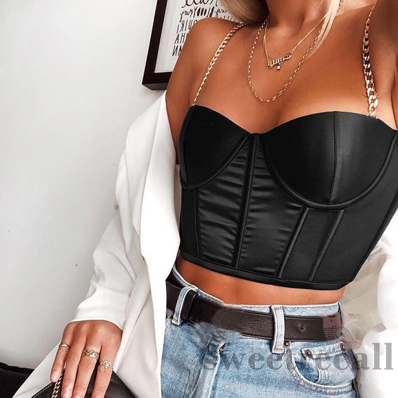 Áo Sát Nách Màu Trơn Phối Dây Xích Cá Tính Cho Nữ