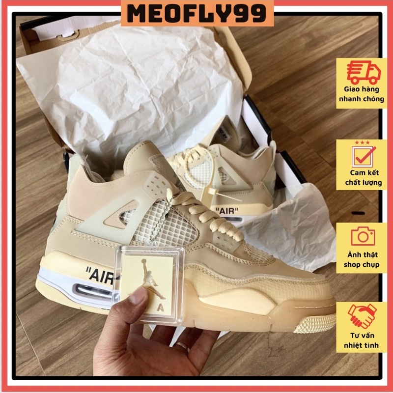 Giày Thể Thao Jordan 4 Off White, Sneaker Jordan 4 Beige Cao Cấp (Ảnh Thật + Hàng Sẵn)