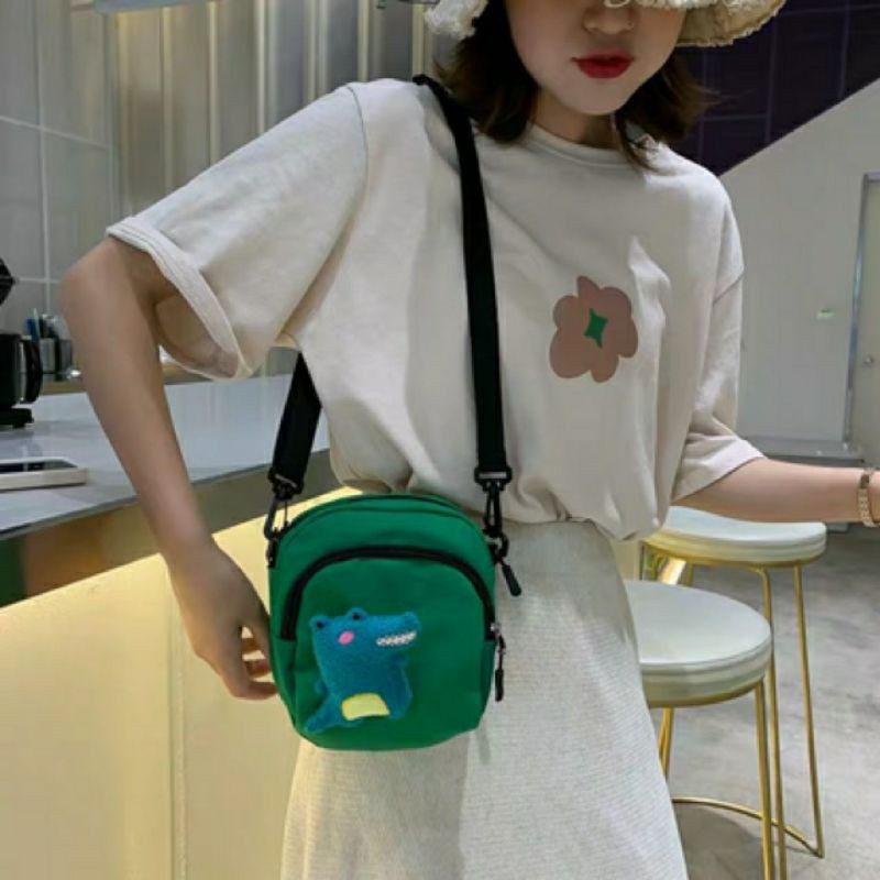 Túi đeo chéo vải Canvas cho nữ đi chơi, đi học phong cách Hàn