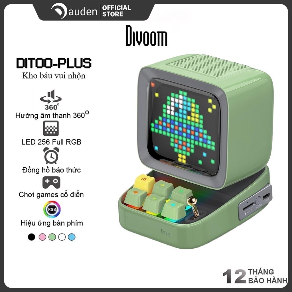 Loa thông minh Divoom Ditoo Plus 10W Hình dáng máy tính cổ, màn hình LED 256 Full RG