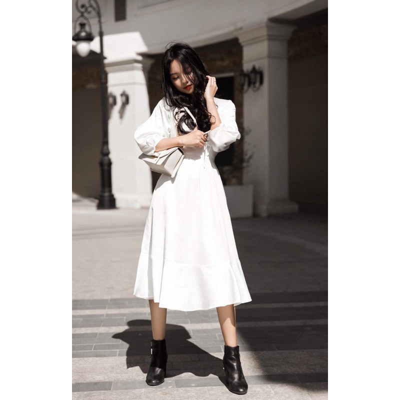 [Hàng mới] Đầm thiết kế đầm nữ trắng dễ thương mochi dress chât vải đẹp may 2 lớp