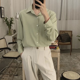 Áo sơ mi màu xanh bạc hà cá tính trẻ trung thời trang cho nam