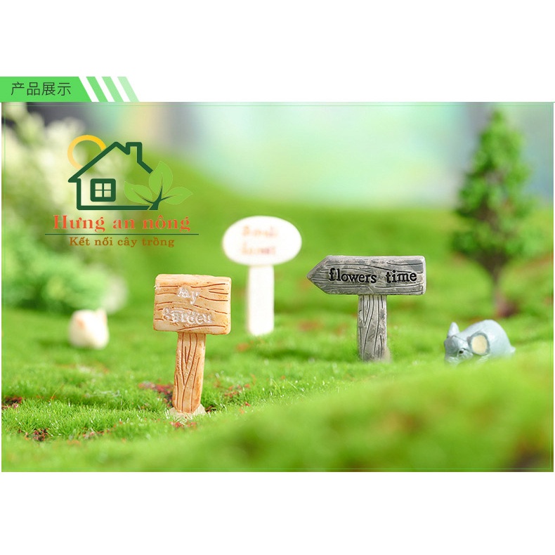 TT55 - BẢN TÊN CHỈ DẪN trang trí tiểu cảnh sen đá xương rồng cây để bàn.
