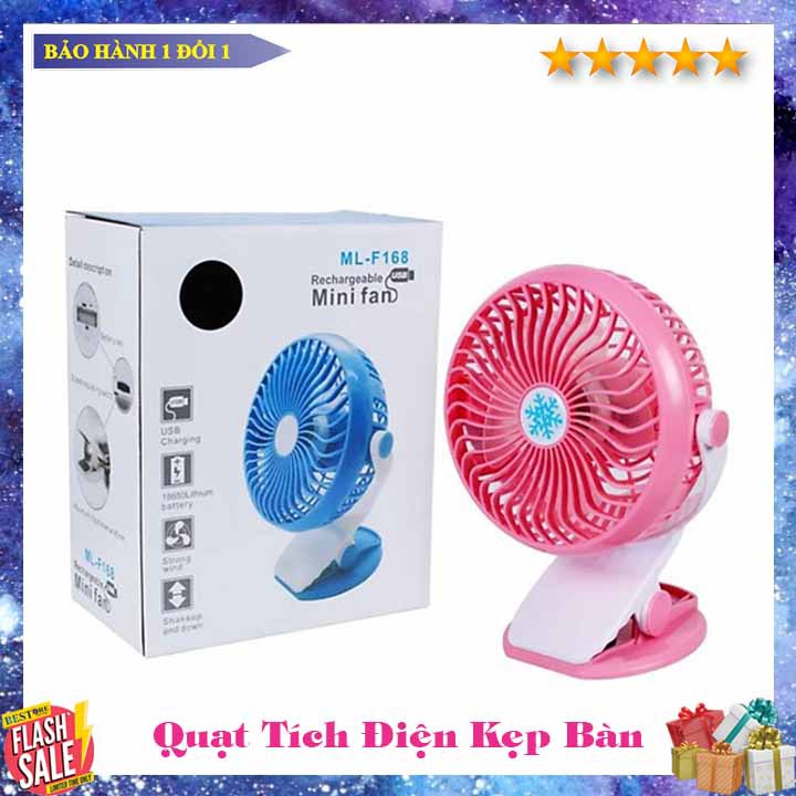 QUẠT KẸP BÀN PIN SẠC  XOAY 360 ĐỘ