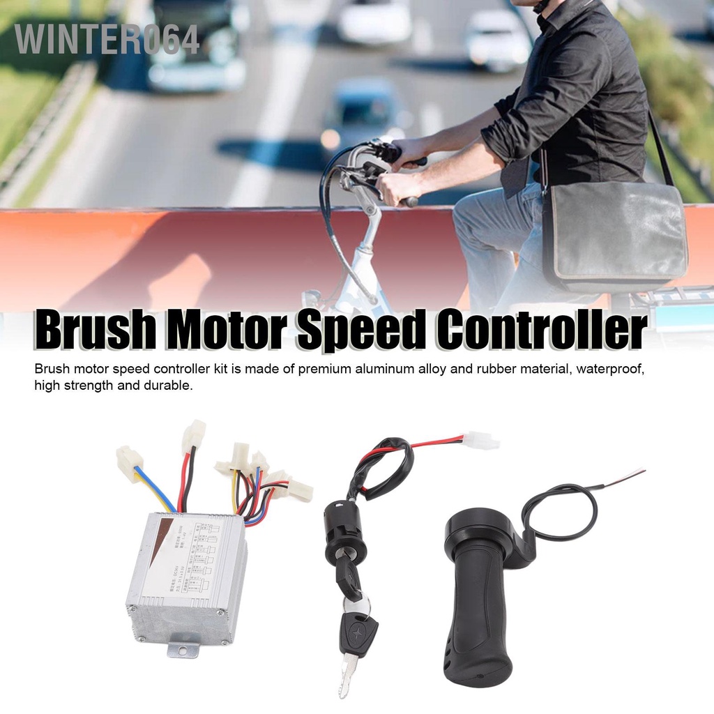 Bộ Điều Khiển Tốc Độ Động Cơ Chổi Than 36V 500W Kèm Tay Ga Cho Xe Đạp Điện