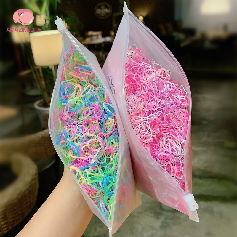 Bộ 1000 Dây Thun Buộc Tóc Nhiều Màu Sắc Dành Cho Bé Gái