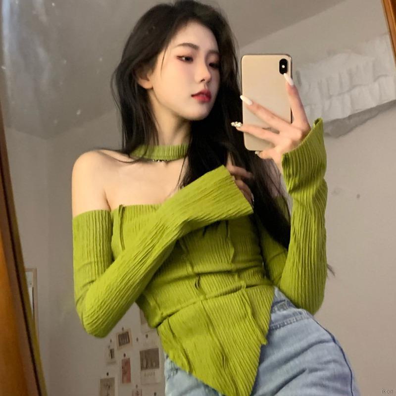 Áo thun dáng ôm dài tay phong cách Hàn Quốc thiết kế mới thời trang xuân hè quyến rũ cho nữ