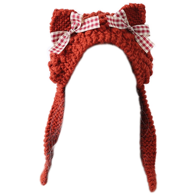 Mũ beanie Dệt Kim Thiết Kế Tai Thú Dễ Thương Giữ Ấm Mùa Đông