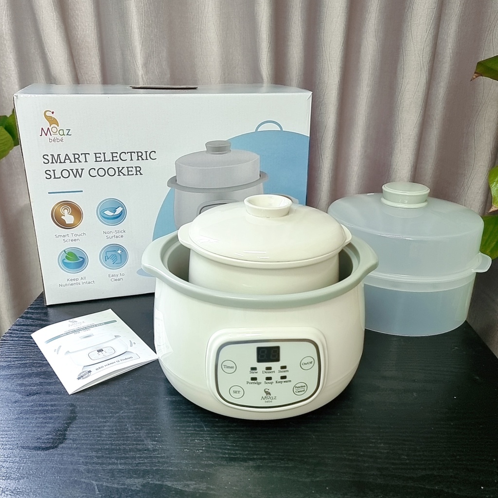 [BH 1 năm] Nồi nấu chậm Moaz bebe 030 dung tích 1.5l dành cho bé đồ ăn dặm MB 030