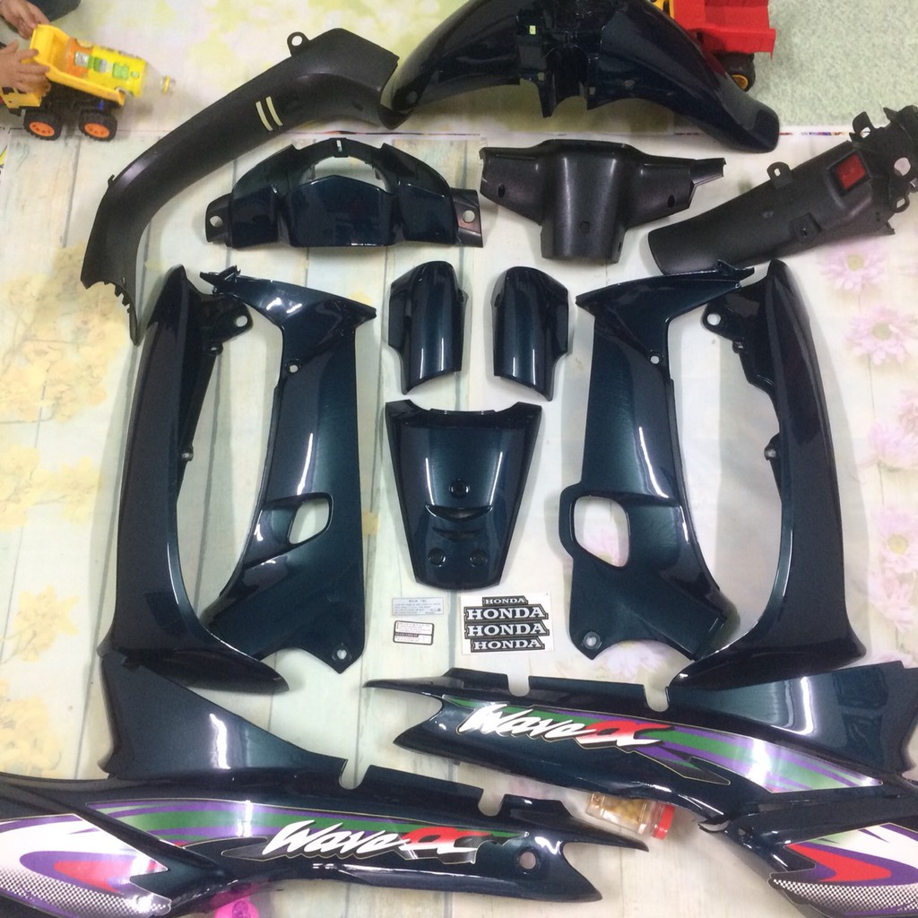 Dàn áo -bô nhựa xe Wave alpha ,Wave 110 dòng pha 2 bóng nhựa nguyên sinh loại 1 màu xanh nhớt