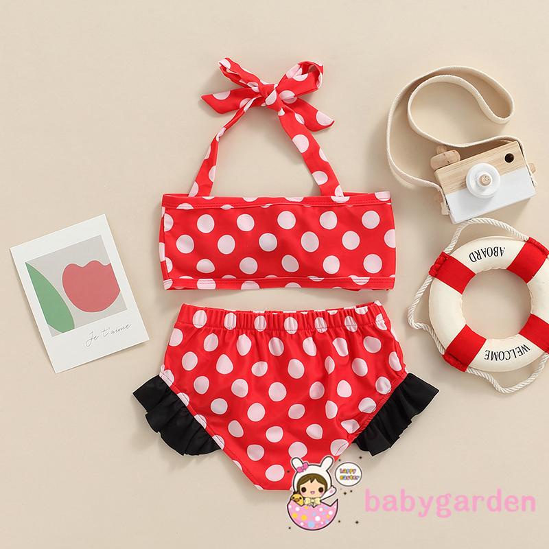 Bộ đồ bơi hai mảnh họa tiết chấm bi dễ thương cho bé gái