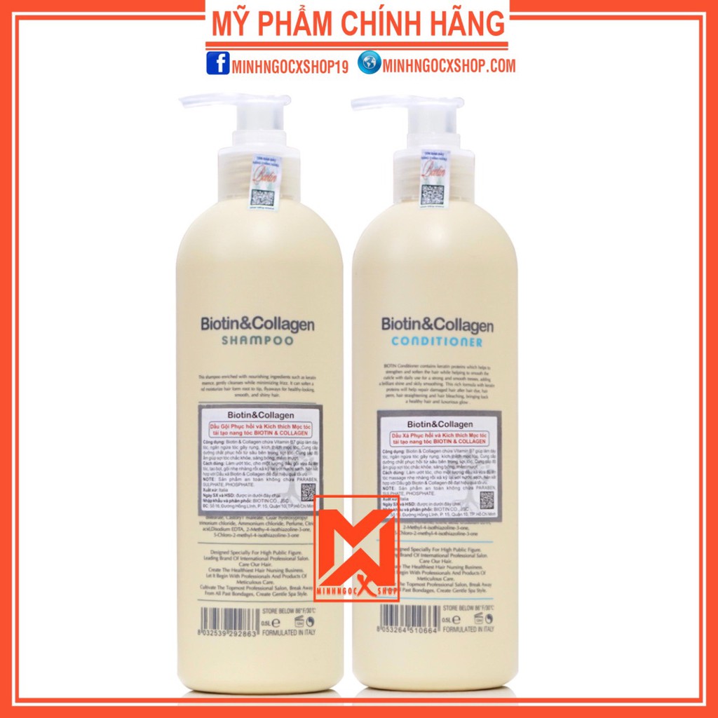 Dầu gội xả BIOTIN trắng giảm rụng phục hồi tóc khô sơ hư tổn 500 - 1000ml chính hãng