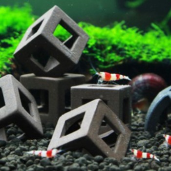 Đồ chơi cho tép bằng gốm hình vuông - Trang trí bể tép cảnh