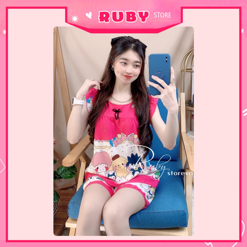 Đồ bộ nữ mặc nhà Hoạt Hình Free Size họa tiết dễ thương, chất kate mềm mịn mát ❤ Rubystorevn