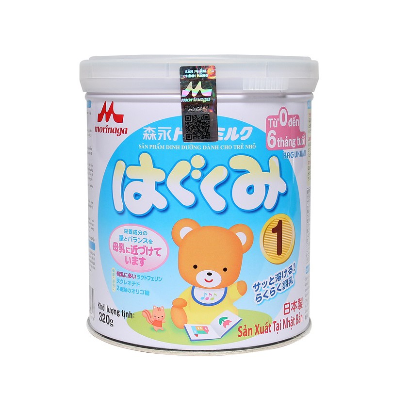 Morinaga 1 (320g) nhập khẩu, hỗ trợ phát triển trí não, hệ tiêu hóa hoạt động tốt, tăng cường hệ miễn dịch.