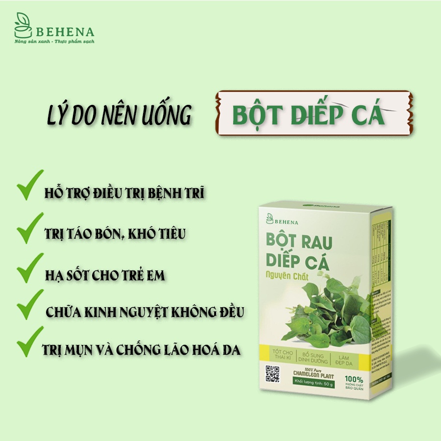 Bột rau diếp cá nguyên chất sấy lạnh behena sấy lạnh đắp mặt hữu cơ uống đẹp da thanh nhiệt Minh Anpha
