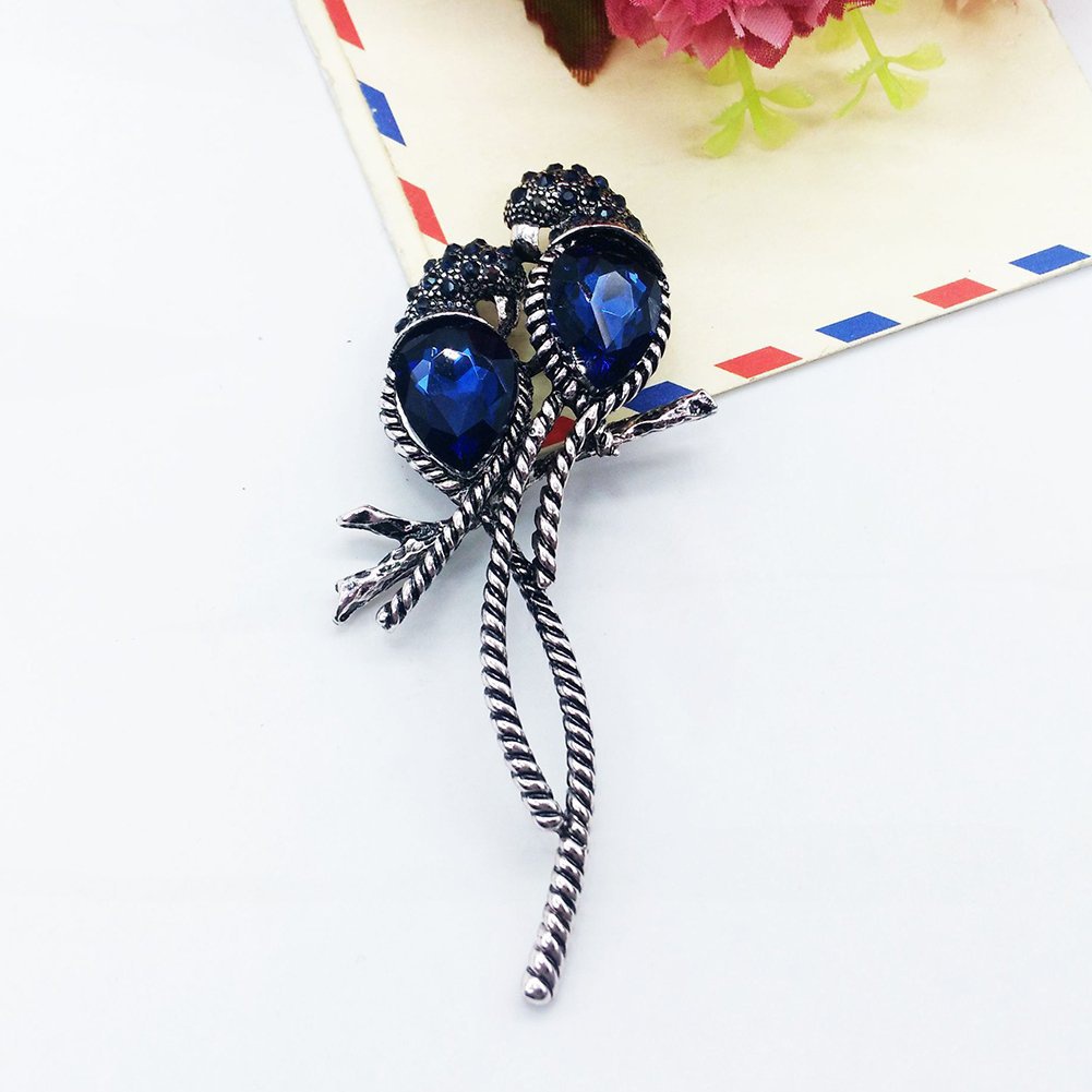 Ghim cài áo hình hai chú chim đính đá dễ thương cho nữ