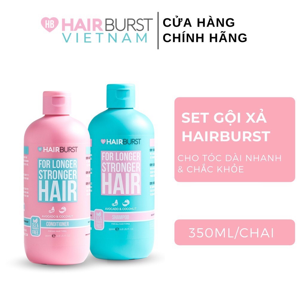 Bộ Dầu Gội & Dầu Xả HAIRBURST Avocado & Coconut For Longer Stronger Hair Hỗ Trợ Mọc Tóc 350ml X 2 Món